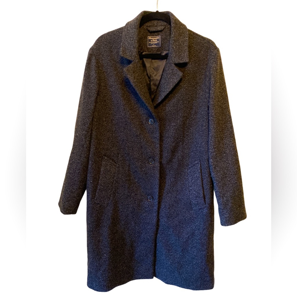 Abercrombie & Fitch Wool Overcoat Women’s Large Charcoal Black Long